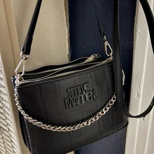Steve Madden Black Shoulder Bag with Silver Chain